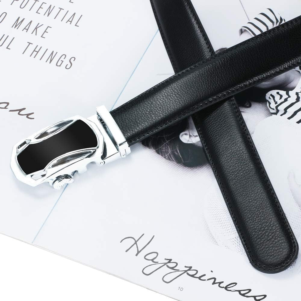 Ratchet Belt for Men, Genuine Leather Belt with Automatic Buckle | Mens Belt ,Adjustable Autolock Business Belt, Casual Dress Belt