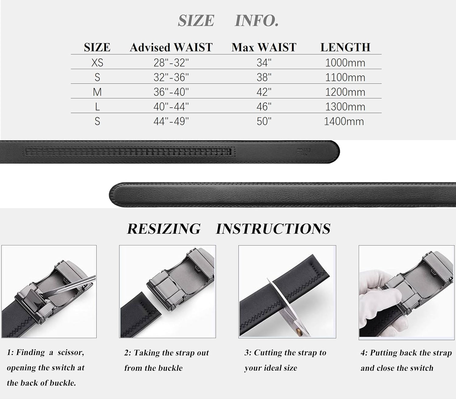 Ratchet Belt for Men, Genuine Leather Belt with Automatic Buckle | Mens Belt ,Adjustable Autolock Business Belt, Casual Dress Belt
