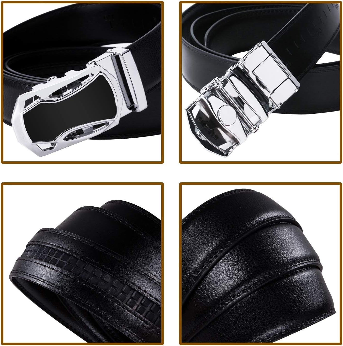 Ratchet Belt for Men, Genuine Leather Belt with Automatic Buckle | Mens Belt ,Adjustable Autolock Business Belt, Casual Dress Belt