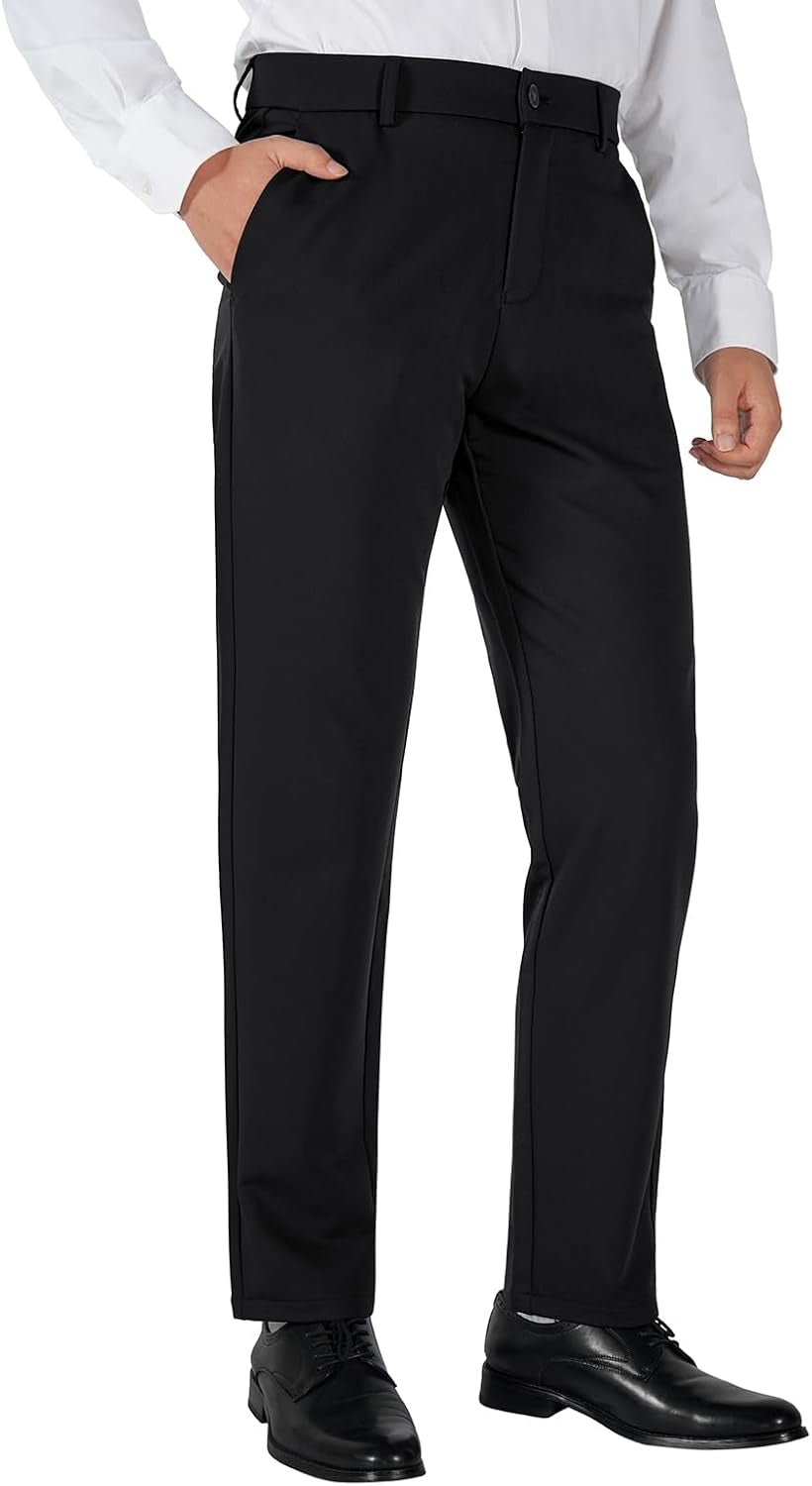 Men'S 4-Way Flex Stretch Slim Fit Dress Pants | Slim Fit Dress Pants for Men, 4-Way Flex Stretch, Wrinkle Resistant, Flat Front Dress Trousers, Business Formal Pants