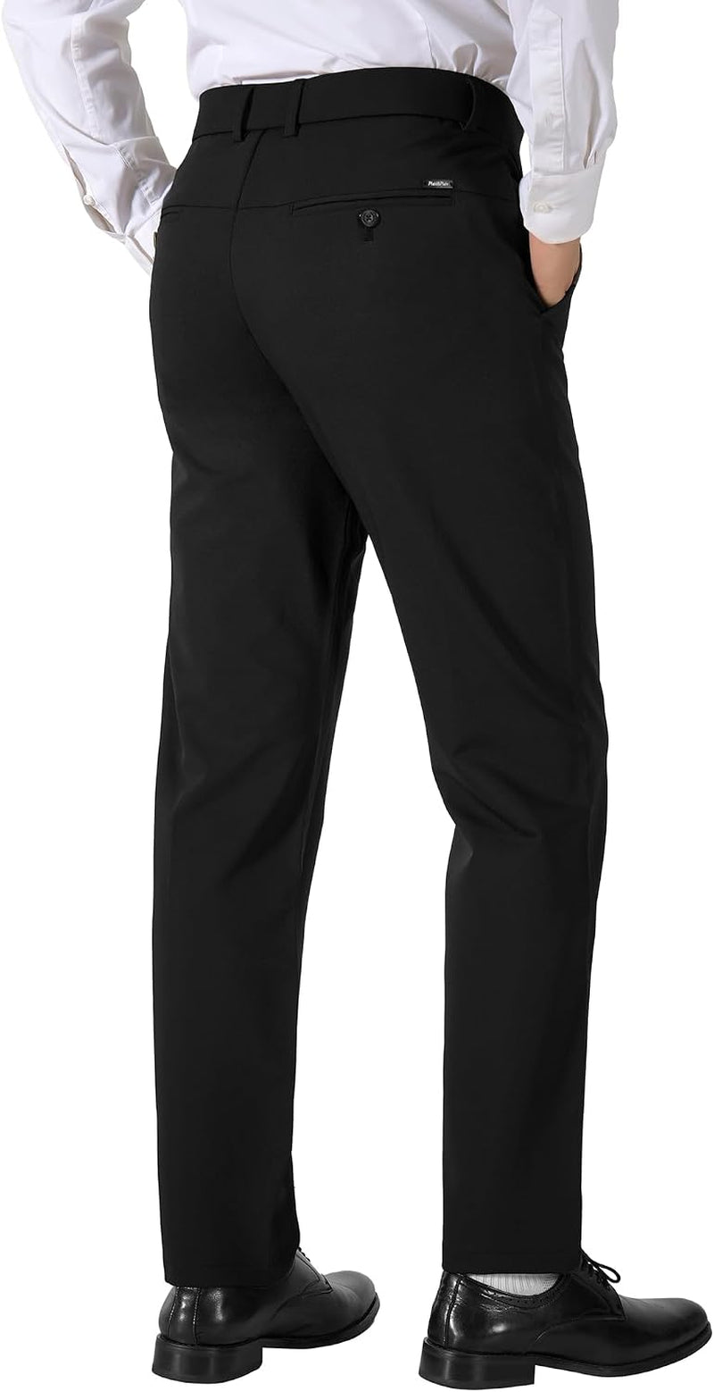 Men'S 4-Way Flex Stretch Slim Fit Dress Pants | Slim Fit Dress Pants for Men, 4-Way Flex Stretch, Wrinkle Resistant, Flat Front Dress Trousers, Business Formal Pants