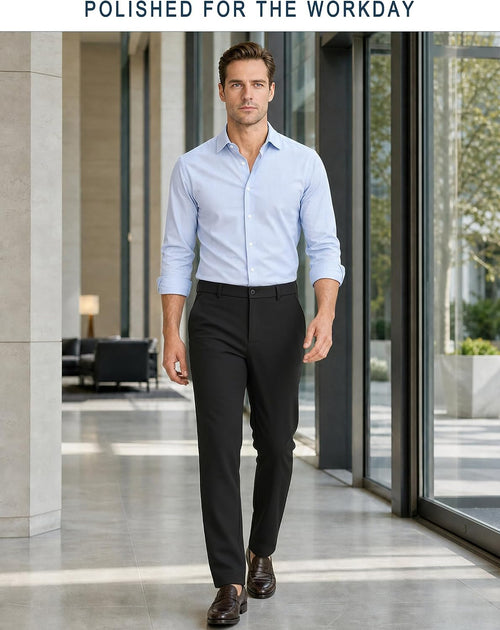 Men'S 4-Way Flex Stretch Slim Fit Dress Pants | Slim Fit Dress Pants for Men, 4-Way Flex Stretch, Wrinkle Resistant, Flat Front Dress Trousers, Business Formal Pants