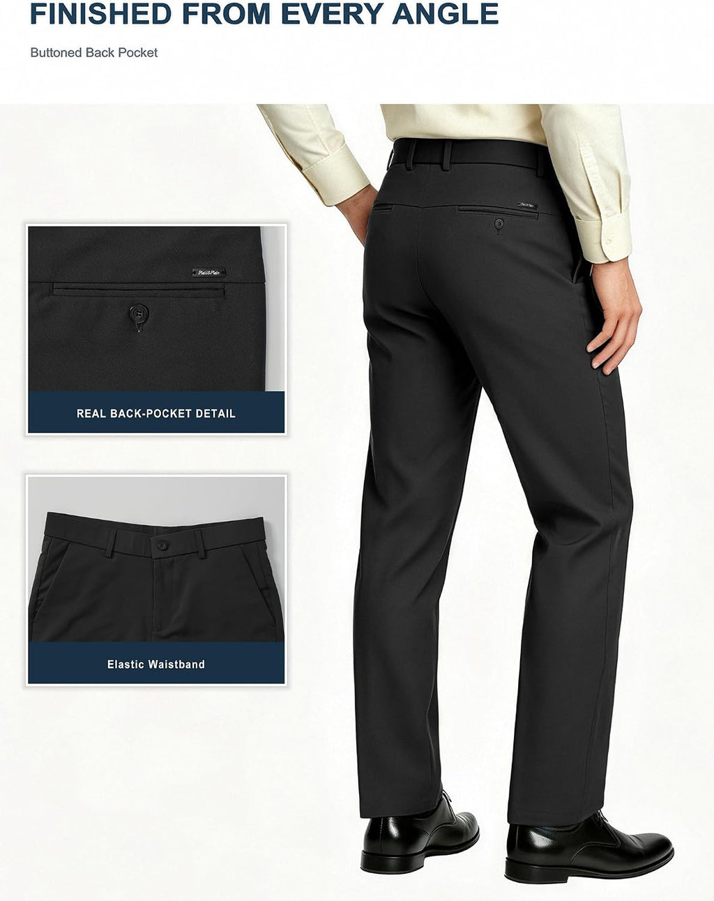 Men'S 4-Way Flex Stretch Slim Fit Dress Pants | Slim Fit Dress Pants for Men, 4-Way Flex Stretch, Wrinkle Resistant, Flat Front Dress Trousers, Business Formal Pants