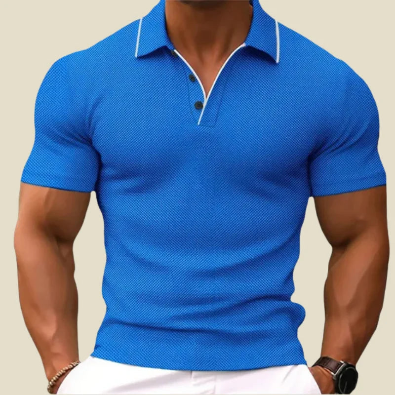 Men'S Slim Fit Short Sleeve Textured Knit Polo Shirt